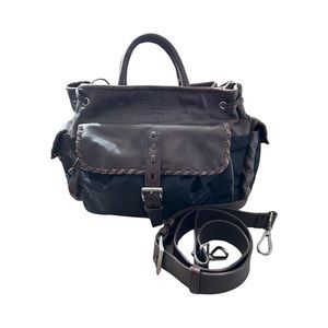 Vintage Prada nylon and leather tote with leather shoulder strap